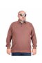 Men's Large Size Polo Collar Sweatshirt Feel Good 24408 Dark Brown