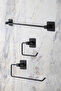 Square Adhesive Set Long Towel Holder Roll Towel Holder Wc Toilet Paper Holder Black