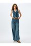V-Neck Jeweled Buttoned Sleeveless Slim Fit Denim Vest - 2