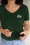 Pocket Floral Printed V Neck Cotton Regular Fit Tshirt