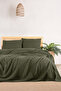 4 Layer Muslin Double Bed Cover Set-230X250 Cm, Summer Pique & Pillow Case (3 Pieces)-Khaki