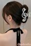 Left-Handed Switch Note Musical Rhinestone Metal Clasp Silver Color - Women's Clasp Hair Bun Clip
