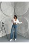 Adjustable Baggy Jean with Tibetan Spray Women's Pants with Waist Buckle High Waist 2024 Current Model - 5