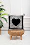 Gray Color Black Heart g Letter Digital Printed Throw Pillow Cover - 3