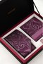 Pink Shawl Pattern Tie Handkerchief Cufflink Gift Set - 2