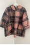 Women's Italian Powder Plaid Patterned Oversize Loose Boucle Coat with Hood and Zipper Pockets - 2