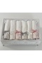 Footed Velvet Guipure Pearl Towel Holder and 6 Pieces of 30*50 cm Cotton Scalloped Bow Towels as Gifts - 4