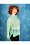 Green Half Turtleneck Openwork Knitwear Women's Sweater - 6