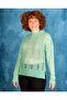 Green Half Turtleneck Openwork Knitwear Women's Sweater - 5