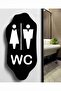 Wc Aluminum Sign Board 25X12 cm Black