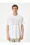 Slogan Printed T-Shirt Crew Neck Short Sleeve Cotton - 3