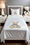 Blue Rainbow Cute Teddy Bear Patterned Single Baby Kids Pique Set