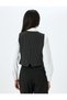 Buttoned V-Neck Striped Blazer Vest - 4