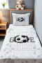 Gray Football Patterned Single Baby Kids Pique Set - 2