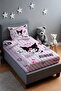 Kuromi Patterned Bedspread and Pillowcase with Lilac Stripe - 2