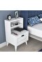 Bedside Table Night Stand with 2 Shelves and Membrane Drawer, White