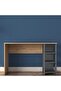 Working Office Home Office Computer Desk With Shelves - Walnut and Grey - 4