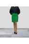 Tweed Fabric Light Green Front Slit Mini Length Lined Straight Skirt - 6