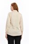 Beige Satin Women's Shirt - Solid Cut with Bow - 5