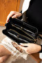 Black Tan Women's Hand and Shoulder Bag with 3 Compartments, Magnetic Snap Fastener and Zipper Closure Size: 25X25 cm - 3