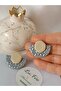 Metalic Grey - Silver Color Steel Earrings Fixed Polymer Clay Earrings with Needles - 6