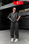 2 Pack 3 Thread Winter Oversize Fit Large Size Gray / Black High Waist Oversize Sweatpants - 5