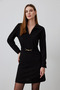 Black Lycra Belt Buckle Dress - 2