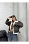 Women's Dark Brown Leather Faux Fur Lined Belt Detail Luxury Quality Coat - 5