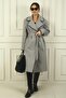 Women's Shepherd Stitched Pocketed Waist Belted Lined Cashmere Coat - 3