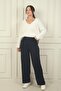 Women's Velcro Closure Pocket Pleated Lycra Palazzo Pants - 2