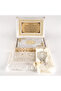 Shawl + Prayer Rug + Rosary + Quran Gift Set (Medium B. Shams Lafzatullah Gold Plexi Raschel Box, Cream) - 3