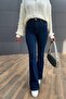 Ganikus pamela women's 90's navy blue flared high-waisted extra stretch denim jeans
