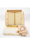Shawl + Prayer Rug + Rosary + Quran Gift Set (Medium B. Shams Lafzatullah Gold Plexi Raschel Box, Gold) - 4