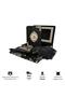 Shawl + Prayer Rug + Rosary + Quran Gift Set (Medium B. Shams Lafzatullah Gold Plexi Raschel Box, Black)