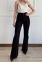Ganikus gloria women's black spanish leg jean women's gatherer lycra high waist flare jean. - 2