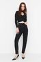 Black 90's High-Waist Stretch Fabric Mom Jeans Denim Trousers - 2