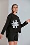 Black Printed Crew Neck Sweatshirt - Two Thread - 2