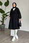 Herringbone Black Cashmere Coat
