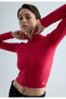Women's Fuchsia Half Fisherman Crop Cardigan - 2