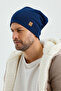 Men's Light Navy Blue Thermal 100% Cotton Soft 2 Style in 1 Beret Premium Cuts Series - 3