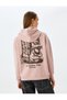 Back Printed Hooded Raised Comfortable Fit Sweatshirt - 4
