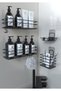 Black Metal Bathroom Shelf - Set of 4 Organizer with Adhesive and Soap Holder - 2