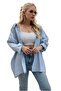 Women's Sky Blue Straight Sleeve Fold Oversize Ayrobin Shirt - 4