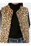 Round Neck Sleeveless Leopard Print Faux Fur Vest - 5