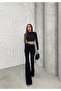Simli Kumaş Sırt Dekolteli Crop Bluz - 5
