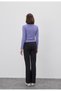 Women's Purple Color Half Fisherman Zippered Crop Cardigan - 2