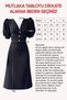 Women's Black V-Neck Balloon Sleeve Button Detailed Midi Dress - 8