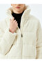 Zippered Stand Collar Thick Ribbed Bomber Velvet Jacket with Pockets - 5