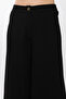 Black Wide Leg Palazzo Trousers Crepe Fabric Elastic Waist Comfortable Cut Women's - 5