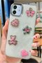 iPhone 12 & iPhone 12 Pro Compatible 3D Stone Ribbon Butterfly Heart Embroidery Motif Hard Cover